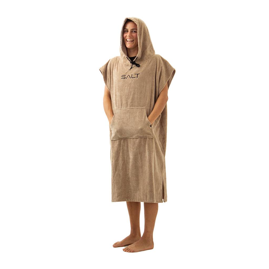 SALT Hooded Cotton Poncho Towel - Tan