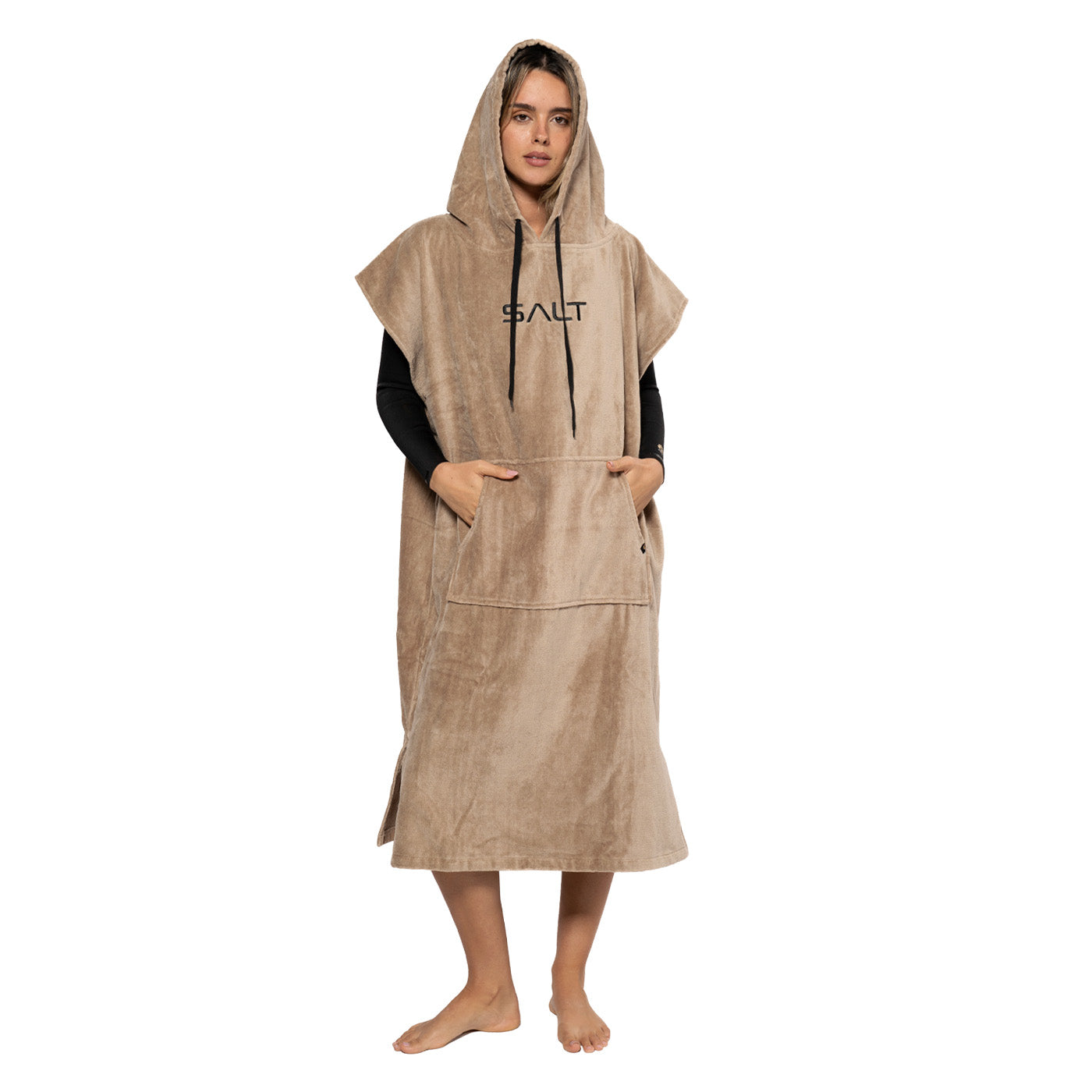 SALT Hooded Cotton Poncho Towel - Tan