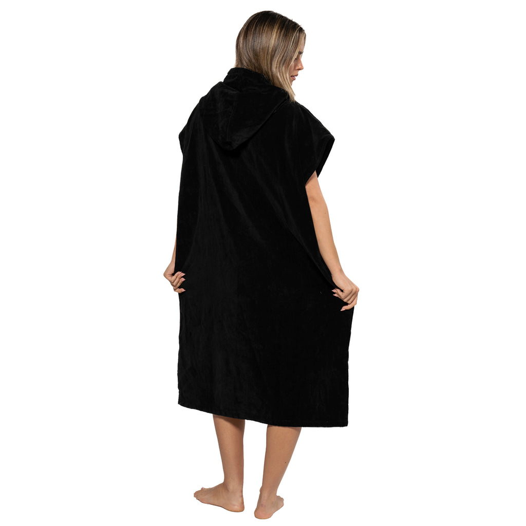 SALT Hooded Cotton Poncho Towel - Black