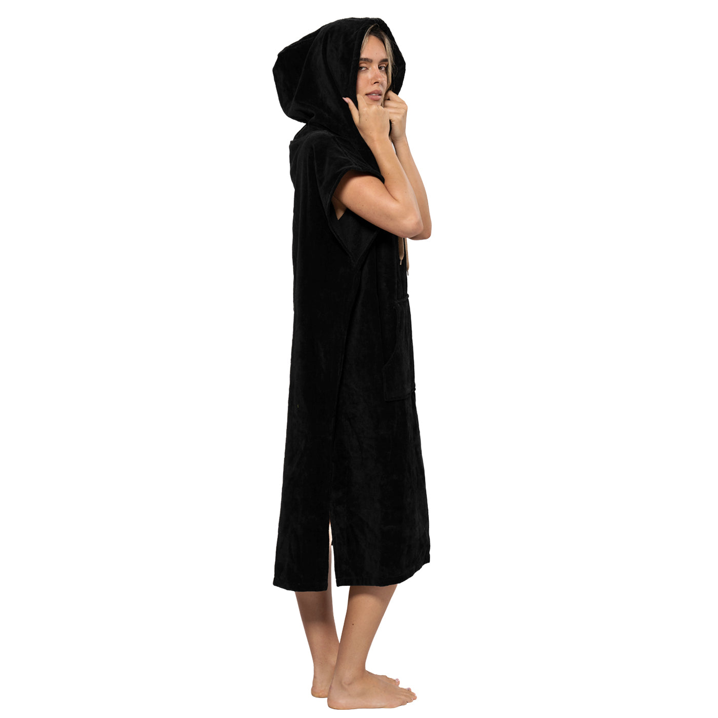 SALT Hooded Cotton Poncho Towel - Black