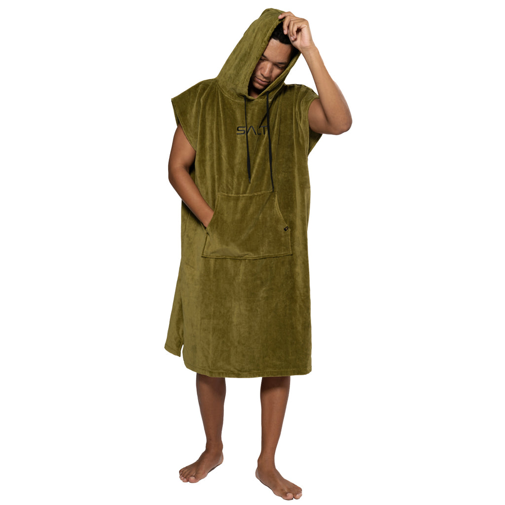 SALT Hooded Cotton Poncho Towel - Green